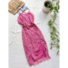 Pink csipke midiruha 