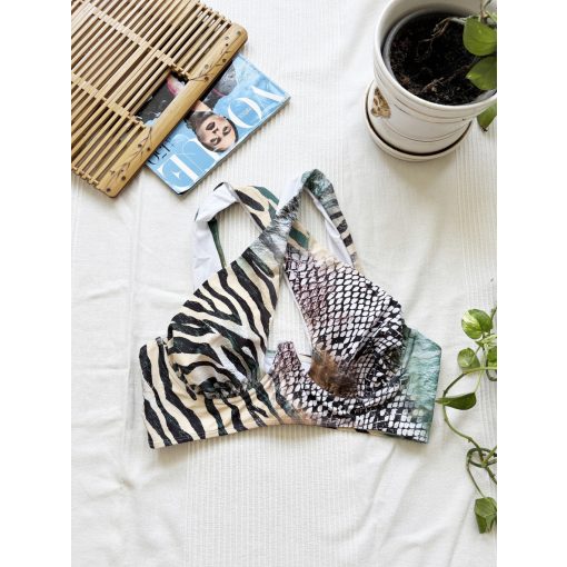 Prettylittlething mintás fürdőruha felső 